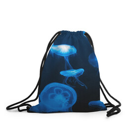 Рюкзак-мешок 3D с принтом Медуза в Петрозаводске, 100% полиэстер | плотность ткани — 200 г/м2, размер — 35 х 45 см; лямки — толстые шнурки, застежка на шнуровке, без карманов и подкладки | medusozoa | медуза | медузы | морское животное | ядовитая медуза