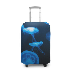 Чехол для чемодана 3D с принтом Медуза в Петрозаводске, 86% полиэфир, 14% спандекс | двустороннее нанесение принта, прорези для ручек и колес | medusozoa | медуза | медузы | морское животное | ядовитая медуза