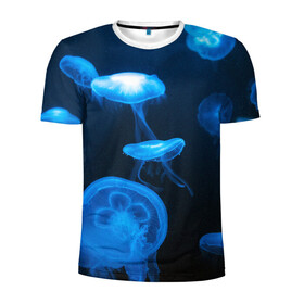 Мужская футболка 3D спортивная с принтом Медуза в Петрозаводске, 100% полиэстер с улучшенными характеристиками | приталенный силуэт, круглая горловина, широкие плечи, сужается к линии бедра | medusozoa | медуза | медузы | морское животное | ядовитая медуза