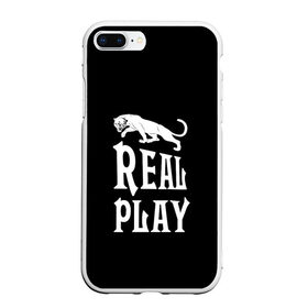 Чехол для iPhone 7Plus/8 Plus матовый с принтом Real Play - черная пантера в Петрозаводске, Силикон | Область печати: задняя сторона чехла, без боковых панелей | real play | большие кошки | игра | кошки | надпись | пантера