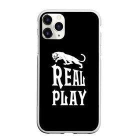 Чехол для iPhone 11 Pro Max матовый с принтом Real Play - черная пантера в Петрозаводске, Силикон |  | Тематика изображения на принте: real play | большие кошки | игра | кошки | надпись | пантера