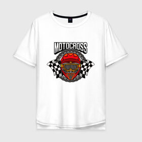 Мужская футболка хлопок Oversize с принтом MOTOCROSS в Петрозаводске, 100% хлопок | свободный крой, круглый ворот, “спинка” длиннее передней части | cross | moto | motocross | motox | yamaha | байк | байкер | гонки | гонщик | кросс | мото | мотокросс | мотоцикл | мотоциклист | спортбайк