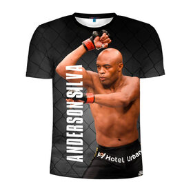 Мужская футболка 3D спортивная с принтом Anderson Silva в Петрозаводске, 100% полиэстер с улучшенными характеристиками | приталенный силуэт, круглая горловина, широкие плечи, сужается к линии бедра | ahmat | anderson | mma | silva | ufc | андерсон | ахмат | бои без правил | микс файт | мма | силва | сильва