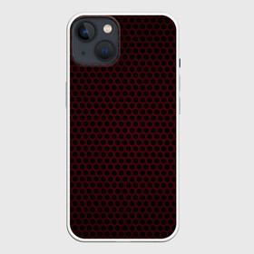 Чехол для iPhone 13 с принтом Red mesh в Петрозаводске,  |  | abstraction | dark | hexagon | mesh | red | red mesh | shape | texture | абстракция | красная сетка | красный | сетка | текстура | темный | форма | шестиугольник