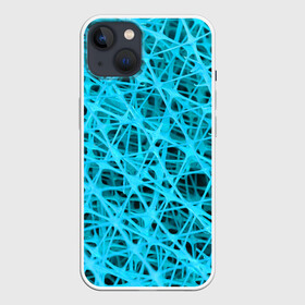 Чехол для iPhone 13 с принтом GARDER в Петрозаводске,  |  | abstraction | acidic | blue | lines | mesh | shapes | surface | texture | абстракция | кислотный | линии | поверхность | сетка | текстура | формы