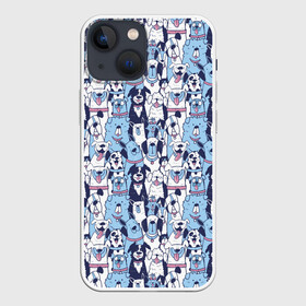 Чехол для iPhone 13 mini с принтом МИЛЫЕ ПЕСИКИ в Петрозаводске,  |  | dog | husky | pattern | добрый | милый | паттерн | пес | песик | собака | собачка | хакси