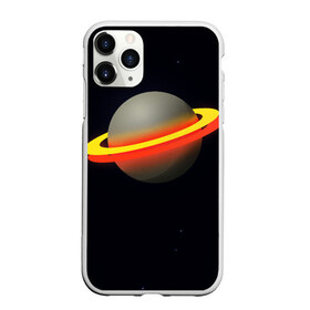 Чехол для iPhone 11 Pro Max матовый с принтом Стальная планета в Петрозаводске, Силикон |  | абстракция | космос | неон | оранжевый цвет | планета