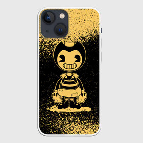 Чехол для iPhone 13 mini с принтом Bendy And The Ink Machine в Петрозаводске,  |  | bendy | bendy and the ink machine | бенди | бени | бенни | бэнди | детская | детям | игра | капли | компьютерная игра | краска | машина | подтеки | ужастик | чернила | чернильная