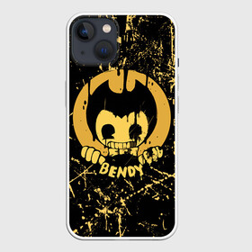 Чехол для iPhone 13 с принтом Bendy And The Ink Machine в Петрозаводске,  |  | bendy | bendy and the ink machine | бенди | бени | бенни | бэнди | детская | детям | игра | капли | компьютерная игра | краска | машина | подтеки | ужастик | чернила | чернильная