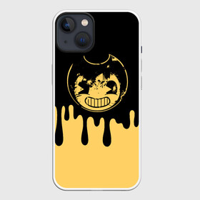 Чехол для iPhone 13 с принтом Bendy And The Ink Machine в Петрозаводске,  |  | bendy | bendy and the ink machine | бенди | бени | бенни | бэнди | детская | детям | игра | капли | компьютерная игра | краска | машина | подтеки | ужастик | чернила | чернильная