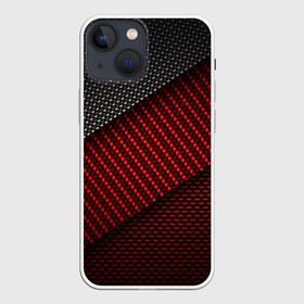 Чехол для iPhone 13 mini с принтом CARBON STYLE в Петрозаводске,  |  | carbon | абстракция | иллюстрация | карбон | красный | линии | металл | полосы | популярные | современный | стиль | текстура | технология | узор | фон