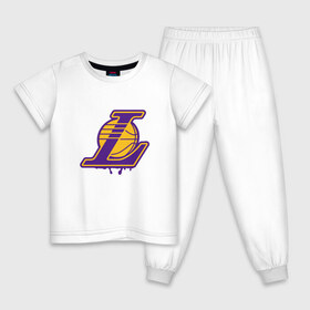 Детская пижама хлопок с принтом Lakers в Петрозаводске, 100% хлопок |  брюки и футболка прямого кроя, без карманов, на брюках мягкая резинка на поясе и по низу штанин
 | 23 | anthony davis | basketball | bryant | game | james | kobe | lebron | los angeles | nba | sport | баскетбол | брайант | бровь | джеймс | калифорния | коби | король | леброн | лейкерс | лос анджелес | нба | спорт | тренер | чемпио
