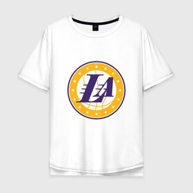Мужская футболка хлопок Oversize с принтом LA Lakers в Петрозаводске, 100% хлопок | свободный крой, круглый ворот, “спинка” длиннее передней части | 23 | anthony davis | basketball | bryant | game | james | kobe | lebron | los angeles | nba | sport | баскетбол | брайант | бровь | джеймс | калифорния | коби | король | леброн | лейкерс | лос анджелес | нба | спорт | тренер | чемпио