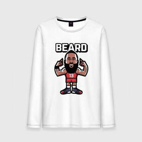 Мужской лонгслив хлопок с принтом Harden - Beard в Петрозаводске, 100% хлопок |  | basketball | beard | game | harden | houston | james | nba | rockets | sport | баскетбол | борода | джеймс | нба | рокетс | спорт | тренер | харден | хьюстон | чемпион