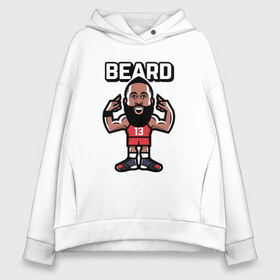 Женское худи Oversize хлопок с принтом Harden - Beard в Петрозаводске, френч-терри — 70% хлопок, 30% полиэстер. Мягкий теплый начес внутри —100% хлопок | боковые карманы, эластичные манжеты и нижняя кромка, капюшон на магнитной кнопке | basketball | beard | game | harden | houston | james | nba | rockets | sport | баскетбол | борода | джеймс | нба | рокетс | спорт | тренер | харден | хьюстон | чемпион