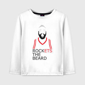 Детский лонгслив хлопок с принтом Rockets The Beard в Петрозаводске, 100% хлопок | круглый вырез горловины, полуприлегающий силуэт, длина до линии бедер | Тематика изображения на принте: basketball | beard | game | harden | houston | james | nba | rockets | sport | баскетбол | борода | джеймс | нба | рокетс | спорт | тренер | харден | хьюстон | чемпион