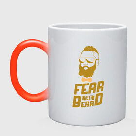 Кружка хамелеон с принтом Fear The Beard в Петрозаводске, керамика | меняет цвет при нагревании, емкость 330 мл | basketball | beard | game | harden | houston | james | nba | rockets | sport | баскетбол | борода | джеймс | нба | рокетс | спорт | тренер | харден | хьюстон | чемпион