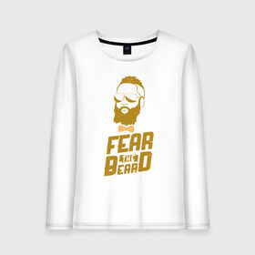 Женский лонгслив хлопок с принтом Fear The Beard в Петрозаводске, 100% хлопок |  | basketball | beard | game | harden | houston | james | nba | rockets | sport | баскетбол | борода | джеймс | нба | рокетс | спорт | тренер | харден | хьюстон | чемпион