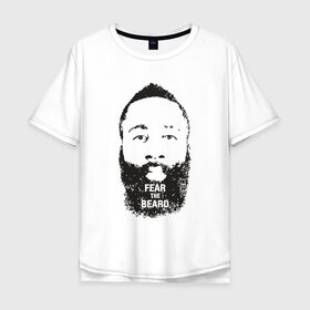 Мужская футболка хлопок Oversize с принтом James Harden в Петрозаводске, 100% хлопок | свободный крой, круглый ворот, “спинка” длиннее передней части | basketball | beard | game | harden | houston | james | nba | rockets | sport | баскетбол | борода | джеймс | нба | рокетс | спорт | тренер | харден | хьюстон | чемпион