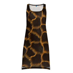 Платье-майка 3D с принтом Леопард в Петрозаводске, 100% полиэстер | полуприлегающий силуэт, широкие бретели, круглый вырез горловины, удлиненный подол сзади. | леопард | леопардовые пятна | пятна леопарда