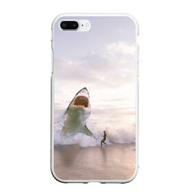 Чехол для iPhone 7Plus/8 Plus матовый с принтом Мегалодон в Петрозаводске, Силикон | Область печати: задняя сторона чехла, без боковых панелей | Тематика изображения на принте: акула | акулы | волны | животное | животные | мегалодон | море | пейзаж | пейзажи | пляж | хищник | хищники