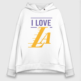 Женское худи Oversize хлопок с принтом I Love Lakers в Петрозаводске, френч-терри — 70% хлопок, 30% полиэстер. Мягкий теплый начес внутри —100% хлопок | боковые карманы, эластичные манжеты и нижняя кромка, капюшон на магнитной кнопке | Тематика изображения на принте: 23 | anthony davis | basketball | bryant | game | james | kobe | lebron | los angeles | nba | sport | баскетбол | брайант | бровь | джеймс | калифорния | коби | король | леброн | лейкерс | лос анджелес | нба | спорт | тренер | чемпио