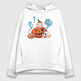 Женское худи Oversize хлопок с принтом Mishka phantoms and pumpkins в Петрозаводске, френч-терри — 70% хлопок, 30% полиэстер. Мягкий теплый начес внутри —100% хлопок | боковые карманы, эластичные манжеты и нижняя кромка, капюшон на магнитной кнопке | bear | halloween | hallowen | halowen | helloween | mishka | phantom | phantoms | pumpkin | pumpkins | день всех святых | медведь | медвежонок | мишка | приведение | тыква | тыквы | фантомы | халовен | халовин | хеллуин