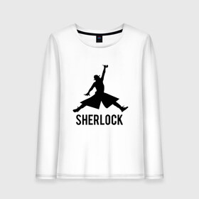 Женский лонгслив хлопок с принтом Sherlock Jordan в Петрозаводске, 100% хлопок |  | air | basketball | game | goat | jordan | michael | nba | sherlock | sport | баскетбол | буллз | буллс | бык | джордан | майкл | нба | последний танец | сериал | спорт | холмс | чемпион | чикаго | шерлок