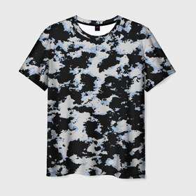 Мужская футболка 3D с принтом Sky Camo в Петрозаводске, 100% полиэфир | прямой крой, круглый вырез горловины, длина до линии бедер | black and white | camo | camouflage | cloud | clouds | skies | sky | sky camouflage | urban | urban camo | urban camouflage | городской камуфляж | камуфляж | облака | облако | чёрный и белый