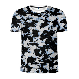 Мужская футболка 3D спортивная с принтом Sky Camo в Петрозаводске, 100% полиэстер с улучшенными характеристиками | приталенный силуэт, круглая горловина, широкие плечи, сужается к линии бедра | black and white | camo | camouflage | cloud | clouds | skies | sky | sky camouflage | urban | urban camo | urban camouflage | городской камуфляж | камуфляж | облака | облако | чёрный и белый