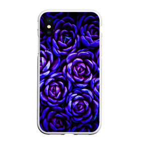 Чехол для iPhone XS Max матовый с принтом Lovely Roses в Петрозаводске, Силикон | Область печати: задняя сторона чехла, без боковых панелей | Тематика изображения на принте: flowers | large | lovely roses | plants | purple | roses | succulent | texture | крупный | прекрасные розы | растения | розы | суккулент | текстура | фиолетовый | цветы