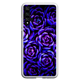 Чехол для Honor 20 с принтом Lovely Roses в Петрозаводске, Силикон | Область печати: задняя сторона чехла, без боковых панелей | flowers | large | lovely roses | plants | purple | roses | succulent | texture | крупный | прекрасные розы | растения | розы | суккулент | текстура | фиолетовый | цветы