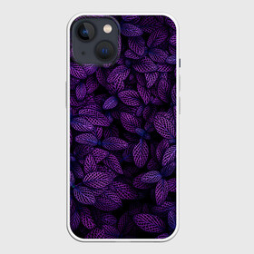 Чехол для iPhone 13 с принтом Purple Leaves в Петрозаводске,  |  | leaves | nature | pink | plants | purple | striped | texture | veins | жилки | листья | полосатый | природа | растения | розовый | текстура | фиолетовый