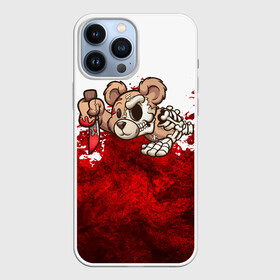 Чехол для iPhone 13 Pro Max с принтом Медведь убийца в Петрозаводске,  |  | Тематика изображения на принте: blood | diablo | haloween | horror | дьявол | зомби | кости | кровь | мозги | мясо | страшилка | ужасы | хеллоуин | хелоуин