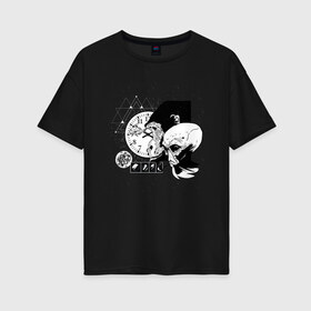 Женская футболка хлопок Oversize с принтом Abstract Space Monkey в Петрозаводске, 100% хлопок | свободный крой, круглый ворот, спущенный рукав, длина до линии бедер
 | 