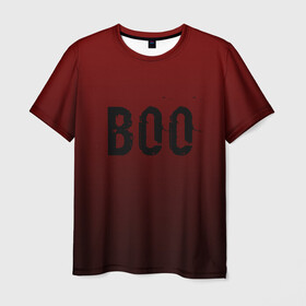 Мужская футболка 3D с принтом Буу Хэллоуин в Петрозаводске, 100% полиэфир | прямой крой, круглый вырез горловины, длина до линии бедер | бу | бууу | возглас | градиент | день мертвых | джек | надпись | хэллоуин