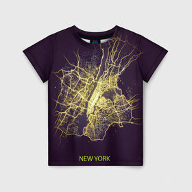 Детская футболка 3D с принтом Ночная карта Нью йорка в Петрозаводске, 100% гипоаллергенный полиэфир | прямой крой, круглый вырез горловины, длина до линии бедер, чуть спущенное плечо, ткань немного тянется | kazan казань | map | moscow | new york | paris | psg | rome | saint petersburg | usa | карта | москва | ночь | нью йорк | париж | питер | псж | россия | санкт петербург | сша | эльфивая башня