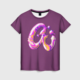 Женская футболка 3D с принтом Леттеринг, карамельная буква А в Петрозаводске, 100% полиэфир ( синтетическое хлопкоподобное полотно) | прямой крой, круглый вырез горловины, длина до линии бедер | 