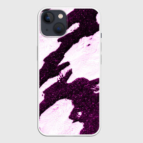 Чехол для iPhone 13 с принтом Shine в Петрозаводске,  |  | abstraction | bw | ice | pink | shine | snow | texture | top view | white | абстракция | белый | блеск | вид сверху | лед | розовый | снег | текстура | чб