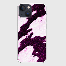 Чехол для iPhone 13 mini с принтом Shine в Петрозаводске,  |  | abstraction | bw | ice | pink | shine | snow | texture | top view | white | абстракция | белый | блеск | вид сверху | лед | розовый | снег | текстура | чб