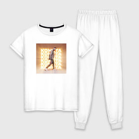 Женская пижама хлопок с принтом Комета в Петрозаводске, 100% хлопок | брюки и футболка прямого кроя, без карманов, на брюках мягкая резинка на поясе и по низу штанин | jony | pop | комета | музыка | поп | русская музыка | ты беспощадна