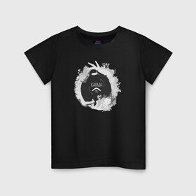 Детская футболка хлопок с принтом Кармический Круговорот 1% в Петрозаводске, 100% хлопок | круглый вырез горловины, полуприлегающий силуэт, длина до линии бедер | 1 | бесконечность | карма | круговорот | руки