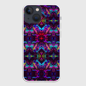 Чехол для iPhone 13 mini с принтом Неоновые головы в Петрозаводске,  |  | 3d | абстракция | брызги | геометрия | градиент | красивое | краски | много цветов | неон | переливание | прикольное | смешанные цвета | флюиды