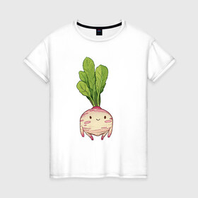 Женская футболка хлопок с принтом Милая тыква в Петрозаводске, 100% хлопок | прямой крой, круглый вырез горловины, длина до линии бедер, слегка спущенное плечо | арт | мило | милый | овощ | рисунок | свежий овощ | свежий продукт | тыква