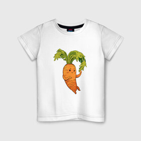 Детская футболка хлопок с принтом Милая морковка в Петрозаводске, 100% хлопок | круглый вырез горловины, полуприлегающий силуэт, длина до линии бедер | 