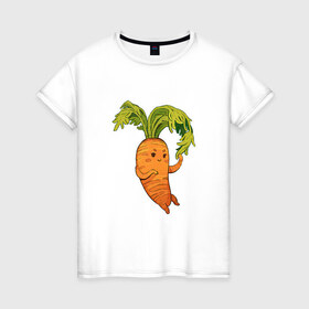 Женская футболка хлопок с принтом Милая морковка в Петрозаводске, 100% хлопок | прямой крой, круглый вырез горловины, длина до линии бедер, слегка спущенное плечо | 