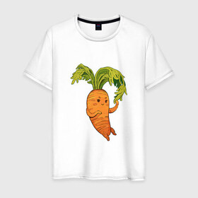Мужская футболка хлопок с принтом Милая морковка в Петрозаводске, 100% хлопок | прямой крой, круглый вырез горловины, длина до линии бедер, слегка спущенное плечо. | 
