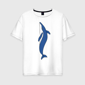 Женская футболка хлопок Oversize с принтом Кит в Петрозаводске, 100% хлопок | свободный крой, круглый ворот, спущенный рукав, длина до линии бедер
 | животное | кит | море | морской | плавание | свобода | синий