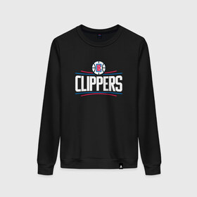 Женский свитшот хлопок с принтом Los Angeles Clippers в Петрозаводске, 100% хлопок | прямой крой, круглый вырез, на манжетах и по низу широкая трикотажная резинка  | angeles | clippers | los | nba | анджелес | баскетбол | клипперс | лос | нба