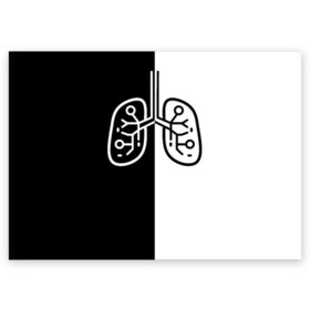 Поздравительная открытка с принтом ЛЕГКИЕ в Петрозаводске, 100% бумага | плотность бумаги 280 г/м2, матовая, на обратной стороне линовка и место для марки
 | anticoronavirus | black | coronavirus | covid | lungs | virus | white | антикоронавирус | белый | вирус | ковид | коронавирус | легкие | органы | черный